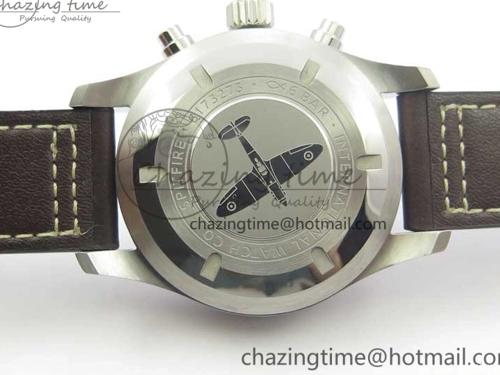 MIROTIME 1221 Pilot Chrono Spitfire IW387903 SS ZF 1:1 Best Edition Black Dial on Brown Leather Strap A OdorResistant 7127
